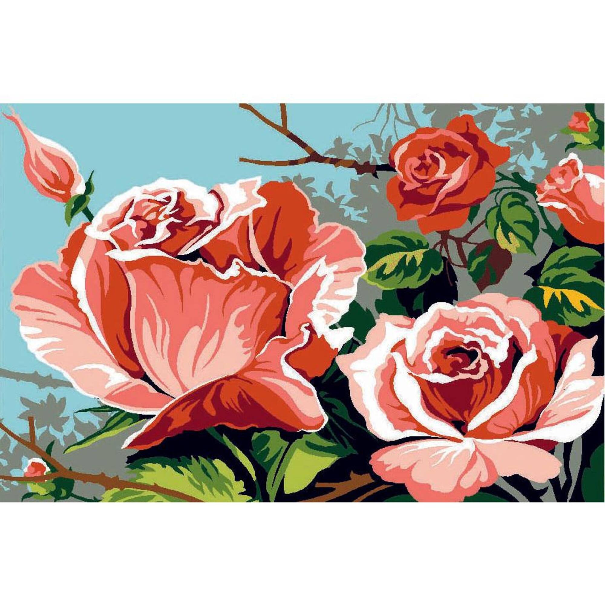 Gobelin Roses Printed Tapestry Canvas